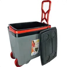 CAIXA TERMICA COOLER GRANDE 34L RESISTENTE CAMPING PRAIA COM RODAS TAMPA HERMETICA PORTA COPOS ALÇAS RETRATILL