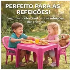 CADEIRA E MESA INFANTIL DE PLASTICO RESISTENTE LEVE FACIL DE LIMPAR E TRANSPORTAR MAIS AUTONOMIA PARA SUA CRIANÇA