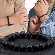 Pulseira Pedra Vulcanica Elástico Ajustável Presente Homens Mulheres Bracelete Masculino Feminino