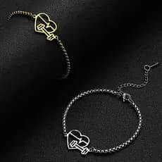Pulseira Fit Halter Aço Inoxidável Bracelete Feminino Coração Mulher Maromba Peso Presente Academia Fitness
