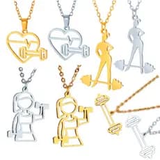 Colar Cordão Fit Feminino Aço inoxidável Corrente ouro 18k Prateado Pingente Maromba Haltere Coração