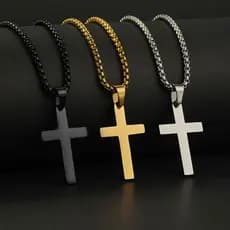 Colar Crucifixo Aço Inoxidável Legítimo - Corrente Com Pingente de Cruz, Cordão Masculino Feminino