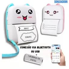 Mini Impressora Térmica Portátil Etiqueta C/ Papel Termico