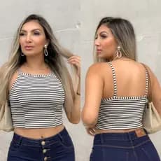 Cropped com bojo alcinha, regata, babadinho com gota