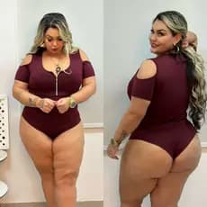 Body Manguinha com Zíper Plus Size com Bojo