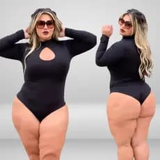Body Gota manga longa Plus Size Tamanho G1 Bore
