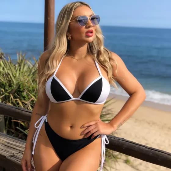 Conjunto de Biquíni com bojo calcinha asa-delta