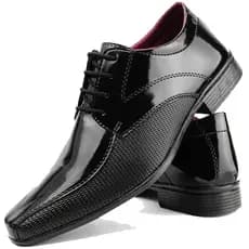 Sapato Social Masculino Preto Envernizado Modelo Amarrar 101