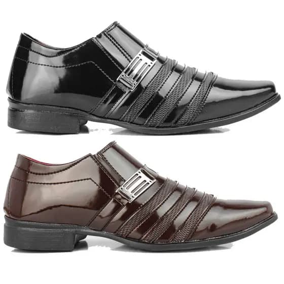 kit 2 pares de sapato social masculino Pizzolev preto e café otima qualidade