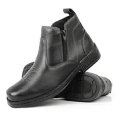 Botina mateira preta masculina country texana de ziper cano curto