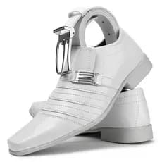 sapato social masculino branco pizzolev + cinto