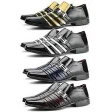 Kit combo 4 pares sapato social masculino estilo envangélico colorido