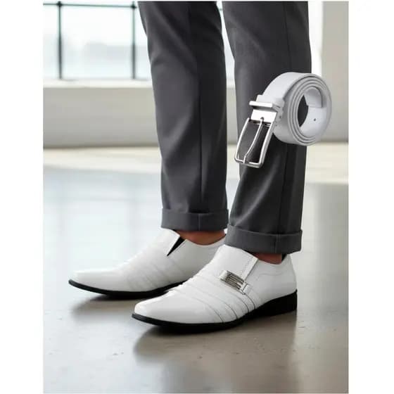 Sapato social masculino branco linha carnaval