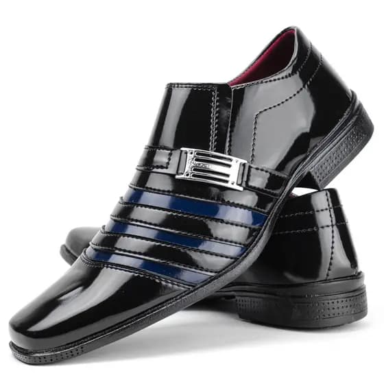 Sapato social masculino preto com azul