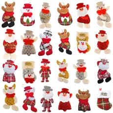 Kit De Pendentes Papai Noel Pelúcia Decoração Enfeite Natalino Pendurar Árvore Porta 16cm Colorido