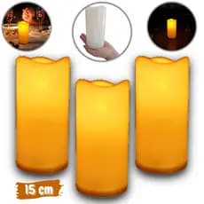 Kit 3 Velas de Led Eletrônica Grande 15 cm Decoração Natal Casamento Festa Luz Amarela