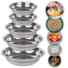 Conjunto Jogo 5 Tigelas Bacia Bowls Multiuso Em Inox Cozinha
