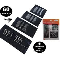 Kit C/ 60 Agulhas De Costura De Mão Bordar Remendar Conserto