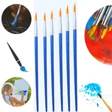 Kit 6 Pincel Artesanato Ponta Fina Redonda Pintura Arte