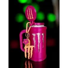kit caneca porta lata monster 3 peças / copo/ suporte/ abridor de lata 3d