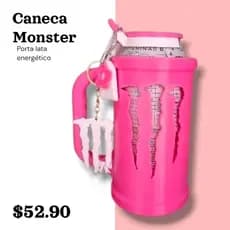 Porta Lata Monster 473 ml + abridor + tampa + Brindes Caneca Monster Energetico