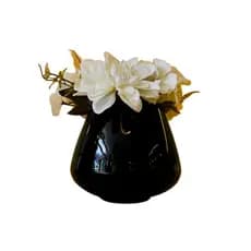 Vasinho Decorativo Com Flores Artificiais Rosas e Dálias Decoração Para Casa e Presentes - Arranjo Pequeno e Delicado