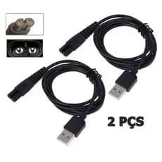 02 Peças Cabo Usb 5v Para Barbeador Aparador Barba Universal One Blade