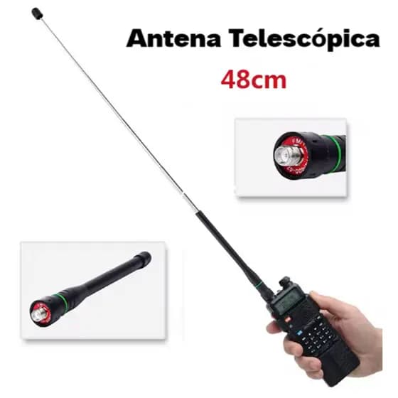 Antena Telescópica Para Rádio Baofeng Retrátil 48cm Abree