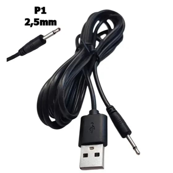 Cabo USB Para Massageador Vibrad0r DC 2,5mm P1 5V - 1 Metro