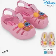 Sandália Infantil Disney Magic Minnie Stitch Ursinho Pooh | Leve e Confortável | Menina
