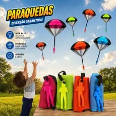 Kit Com 4 Mini Paraquedas De Brinquedos Boneco Paraquedista