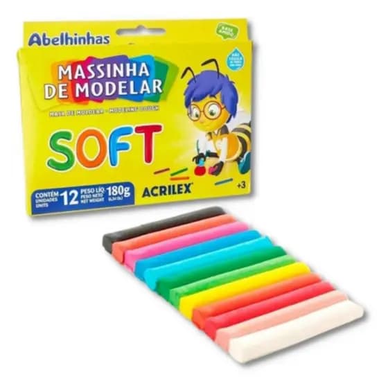 Massa de modelar Soft 180g - com 12 cores - Acrilex