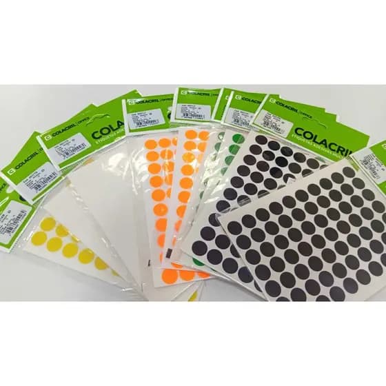 Etiquetas Adesivas Multiuso Colacril Etiquetas escolares Etiquetas para fechamento de envelope Etiquetas multiuso 13mm