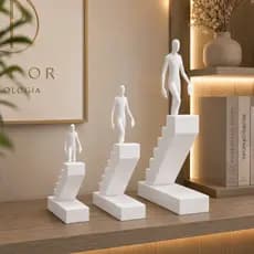 Kit com 2 e 3 Peças Escultura Abstrata Decorativa Escada do Progresso e Evolução