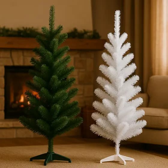 🎄 Árvore de Natal 60 cm ou 120 cm – Verde ou Branca | Fácil Montagem | Decoração Natalina com Base