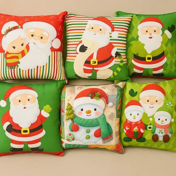 Almofada Natal Estampada com enchimento – Decoração Natalina Aconchegante