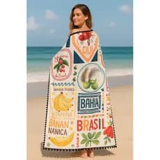 Canga Toalha de Praia e Piscina com  bolso embutido/ Toalha Canga/ Canga Atoalhada