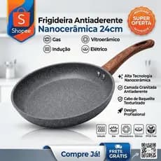 Frigideira Antiaderente Nanoceramica 24cm Grafite Inducao Gas Vitroceramico Eletrico