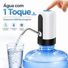 Bomba Elétrica Galão Água Mineral 20L AquaPulse Touch USB Recarregável Dispenser Automático Portátil Para Cozinha Escrit