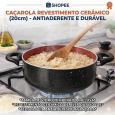 Caçarola Cerâmica Fratelli 20cm Antiaderente Com Tampa Vidro