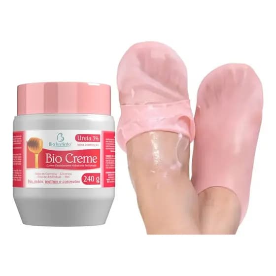 Kit Creme Hidratante Perfumado Bio 240g + Meia Silicone Pés