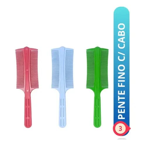 Pente Fino Com Cabo Para Caspa E Piolho - Com 3 Unidade