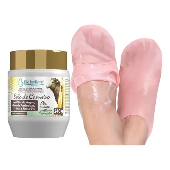 Creme Sebo De Carneiro C/ Óleo Argan 240g+  Meia De Silicone