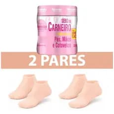 Kit 2 Pares De Meia Silicone Hidratante Pés+creme Hidratante