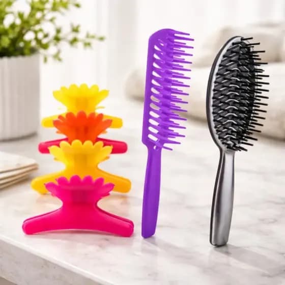 Kit 6 Piranha Salão P/ Cabelo + 1 Escova Oval + 1 Escova Noeli