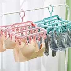 Varal com 32 Prendedores Meia Calcinha Roupa Íntima Dobrável Reforçado