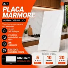 Kit 5-10-20 Placas Mármore Autocolante 3d Vinílico Adesivo 60x30 Revestimento Parede Decoração Lavável
