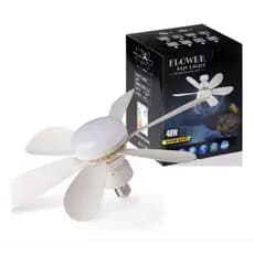 Ventilador Teto 6 Pás Removíveis Luz LED 3 Cores Velocidades Timer Brilho Ajustável Controle Remoto