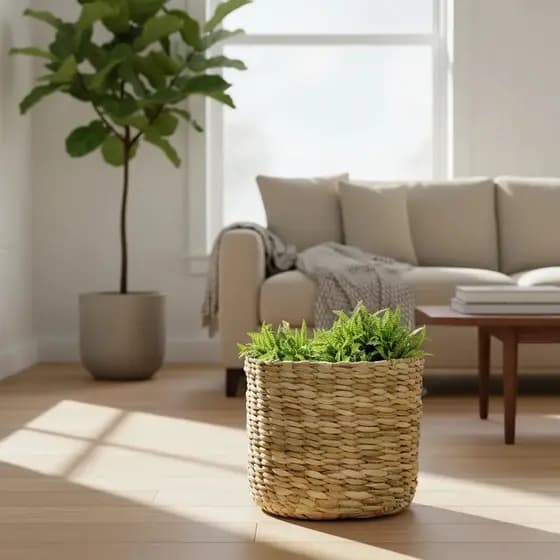Vaso para decoração e plantas Cachepot Trançado em Palha de Taboa 30x30
