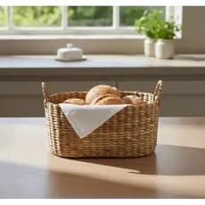 Cesta Pãozeira Oval P em Palha de Taboa Artesanal para Pães e Decoração
